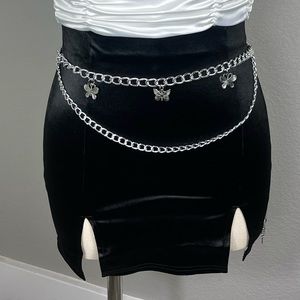 Satin Slit Skirt